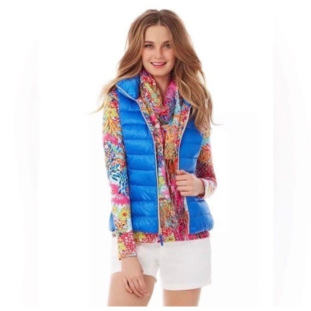 Lilly Pulitzer Puffer Down Bright Blue Vest XXS
